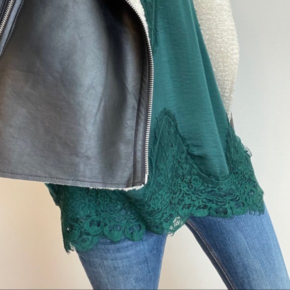 Sincerely Yours Satin Lace Tank | Green - Picture 6 of 7